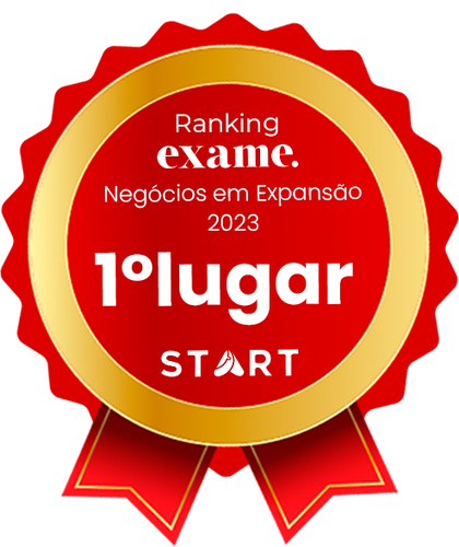 Selo de 1º lugar do Ranking Exame Negócios em Expansão 2023, concedido à START
